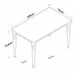 Eettafel Bostanli Walnoot/Wit 120cm