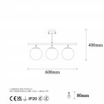 Hanglamp Atmaca Glas Zwart Crème 3-Lichts