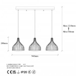 Hanglamp Cafu 3-Lichts Zwart