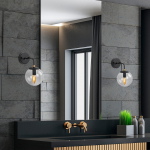 Wandlamp Horn Zwart/Glas