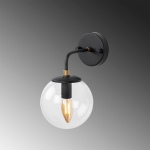 Wandlamp Horn Zwart/Glas