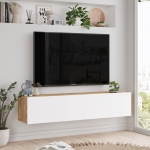 Zwevend Tv-meubel Fethiye Melamine Naturel Wit 140cm