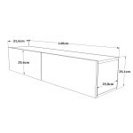 Zwevend Tv-meubel Fethiye Melamine Naturel Wit 140cm