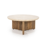 Eleonora Salontafel Sara Mangohout & Travertin Beige Ø78cm