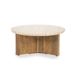 Eleonora Salontafel Sara Mangohout & Travertin Beige Ø78cm