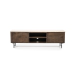 Eleonora Tv-Meubel Lio 2-Deurs Mangohout & Travertin Beige 170cm