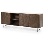 Eleonora Dressoir Lio 3-Deurs Mangohout & Travertin Beige