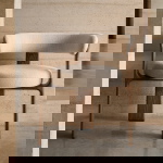 Kave Home Eetkamerstoel Granite 3-poten Beige/Bruin Chenille En Essenhout 