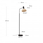 Kave Home Vloerlamp Damila Zwart Metaal & Rotan