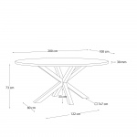 Kave Home Ovale Tafel Argo Massief Acaciahout Wit Ø200x100cm