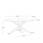 Kave Home Ovale Glazen Tafel Argo Stalen Poten Houteffect Ø200x100cm