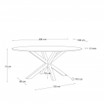 Kave Home Ovale Tafel Argo Glas Stalen Poten Wit Ø200x100cm