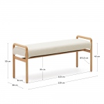 Kave Home Bankje Macaret Massief Eikenhout Naturel Afneembare Hoes 120cm
