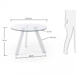 Kave Home Ronde Glazen Tafel Carib en Stalen Poten Wit Ø110cm