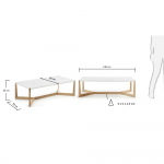 Kave Home Salontafel Quatro Wit en Essen 120x60cm