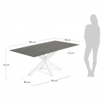 Kave Home Tafel Argo Porselein Iron Moss Wit 160x90cm