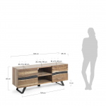 Kave Home Tv-meubel Uxia Massief Acacia Hout 2 Deuren Zwart 160x65cm