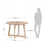 Kave Home Uitschuifbare Tafel Maryse 70 (120)x75cm Eikenhout Naturel