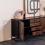 Dressoir Isa Bruin Visgraat Klein Mangohout - Giga Meubel