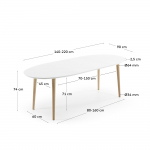 Kave Home Ovale Uitschuifbare Tafel Oqui Wit 140-220cm