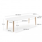 Kave Home Ovale Uitschuifbare Tafel Oqui Wit 160-260cm