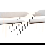Eetkamerbank Alexia Beige/Walnoot 180cm - Giga Meubel