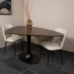 Eettafel Owen Kiezel Bruin O-poot 160cm - Giga Meubel