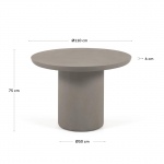 Kave Home Buitentafel Taimi Rond Beton Grijs Ø110cm