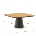 Kave Home Tuintafel Tudons Grijs Aluminium en Teak 148x148cm