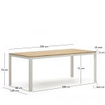 Kave Home Buitentafel Bona Massief Teakhout Wit 200x100cm