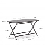 Kave Home Buitentafel Torreta Opvouwbaar Aluminium Donkergrijs 140x70cm