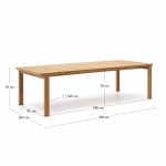 Kave Home Tafel Icaro Massief Teakhout 220x102cm