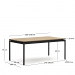 Kave Home Buitentafel Canyelles Uitschuifbaar Polystyreen Zwart 180(240)x100cm