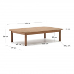 Kave Home Salontafel Sacova Outdoor Massief Eucalyptushout 140x89cm