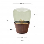 Kave Home Tafellamp Silex Notenfineer En Groen Glas