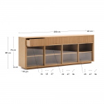 Kave Home Dressoir Helvine Eikenfineer En Gehard Glas 200x75cm