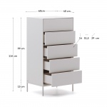 Kave Home Ladekast Vedrana 5 Laden Wit 60x114cm