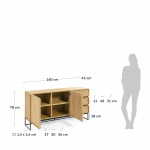 Kave Home Dressoir Taiana 2-deurs 3 Lades Eikenfineer Zwart 160x78cm