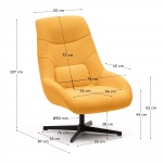 Kave Home Draaistoel Celida Mosterdkleurig Bouclé