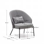 Kave Home Fauteuil Eamy Lichtgrijs Essenhoutfineer Zwart