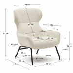 Kave Home Fauteuil Belina Wit Bouclé