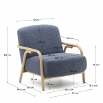 Kave Home Fauteuil Blauw Sylo Massief Essenhout