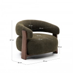 Kave Home Fauteuil Granite Groen/Bruin Chenille En Essenhout