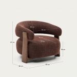 Kave Home Fauteuil Granite Bruin Chenille En Essenhout