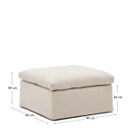 Kave Home Voetenbankje Zenira Beige Katoen Linnen 90x90cm