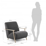 Kave Home Fauteuil Meghan Massief Essenhout Naturel/Zwart