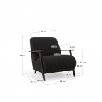 Kave Home Fauteuil Meghan Zwart Lam