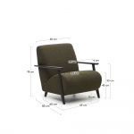 Kave Home Fauteuil Meghan Groen Fleece Wengé