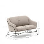 Kave Home 2-zitsbank Brida Beige/Zwart 128cm