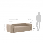 Kave Home 3-zitsbank Blok Beige Ecru 240cm